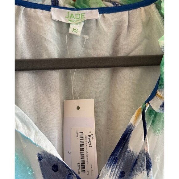 NWT Jade Melody Tam Maxi Dress XS | Watercolor Print | Tiered Swiss Dot - Picture 2 of 8